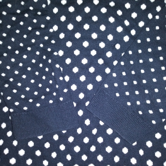 LOFT | Polka Dot Crewneck Back Zip  Sweater Size Small Navy & White - Picture 10 of 10